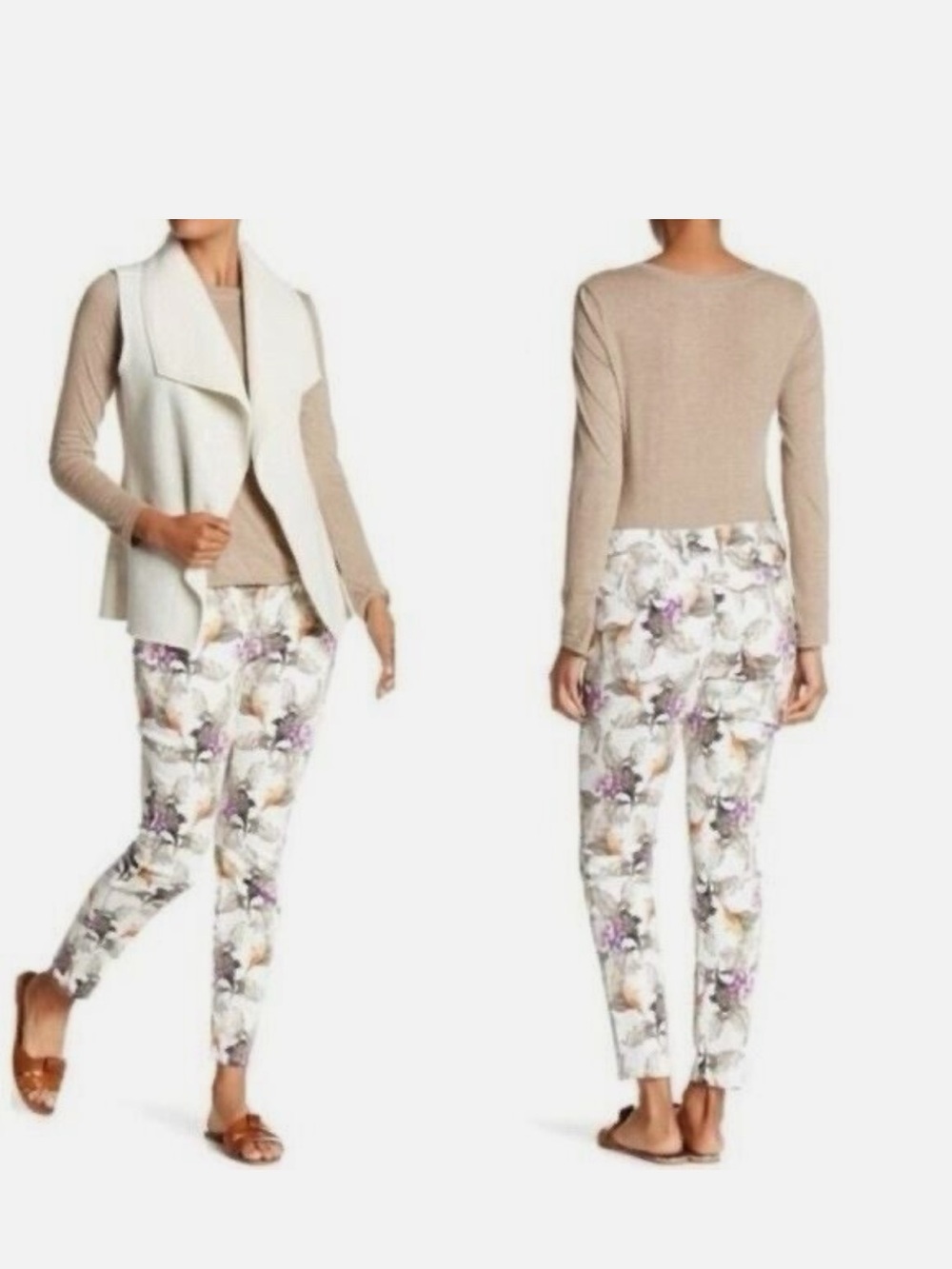 Tommy Bahama Cream Floral Slim Ankle Pants
